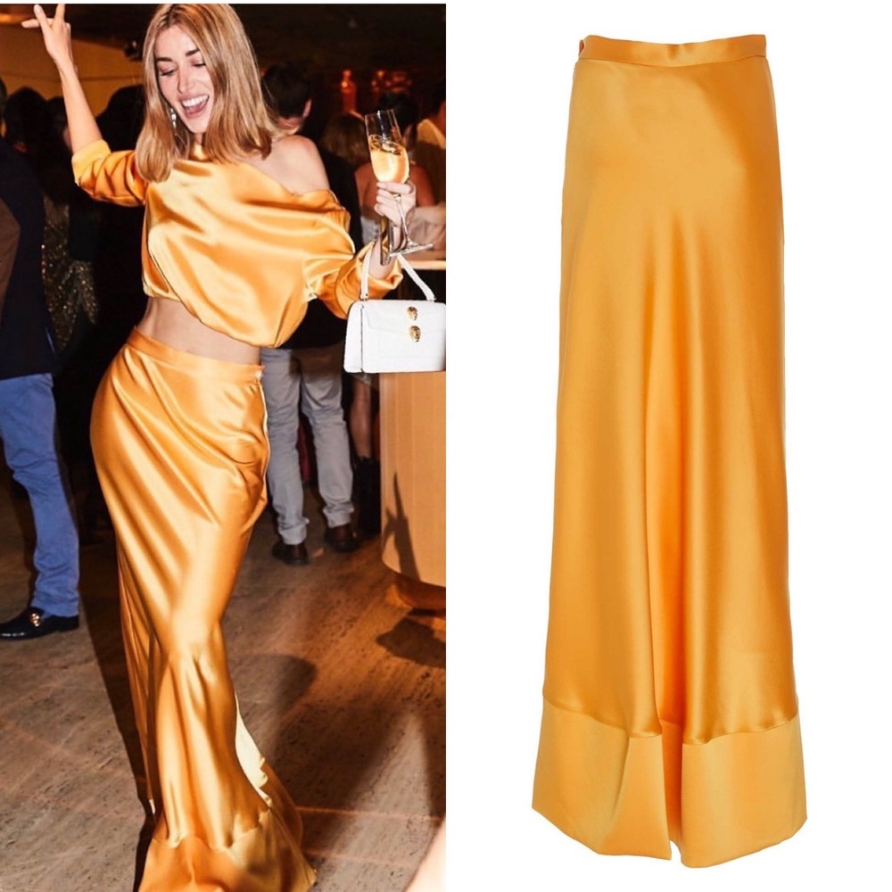 Paris Georgia Isla Silk Slip Skirt in Orange / Burnt Marigold Size Small